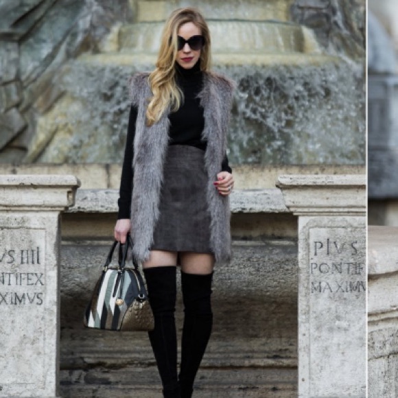 Express High Waisted Suede Mini Skirt - Picture 2 of 5